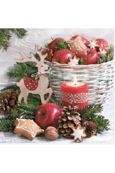 Serwetki Lunch Maki BN - Wood Reindeer and Xmas Basket SLGW022801
