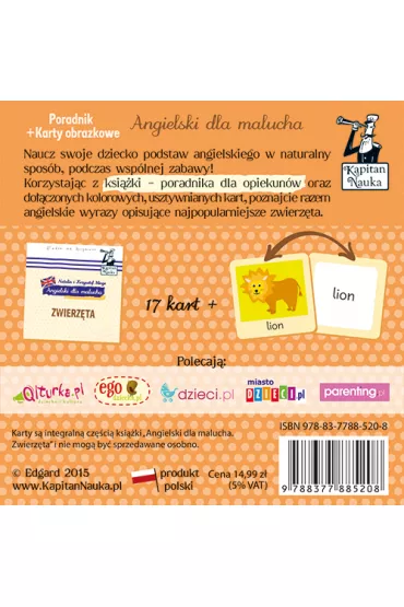 Kapitan Nauka. Karty obrazkowe. Angielski dla malucha. Zwierz�ta