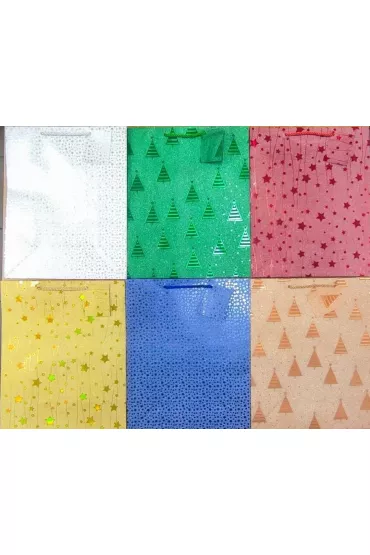 Panorama Torebka laminowana �wi�teczna PL-6 lux brokat mix (26x32,4x12,7cm)