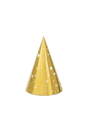 PartyDeco Czapeczki Gwiazdki z�ote 16cm