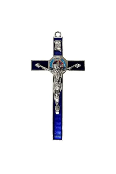 Krzy� granatowy metalowy Benedykta 30cm