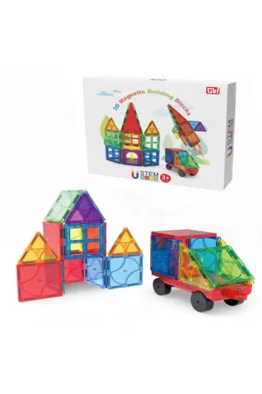 Klocki magnetyczne w zestawie z podwoziem 30 element�w