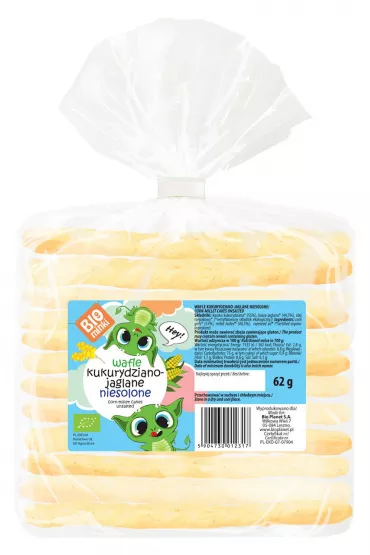 Biominki Wafle kukurydziano-jaglane niesolone 62 g Bio