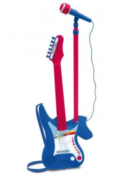 Bontempi Gitara elektroniczna z amplitunerem i mikrofonem na statywie