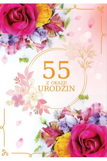 Trend Karnet B6 55 urodziny, r�owe silver TS167