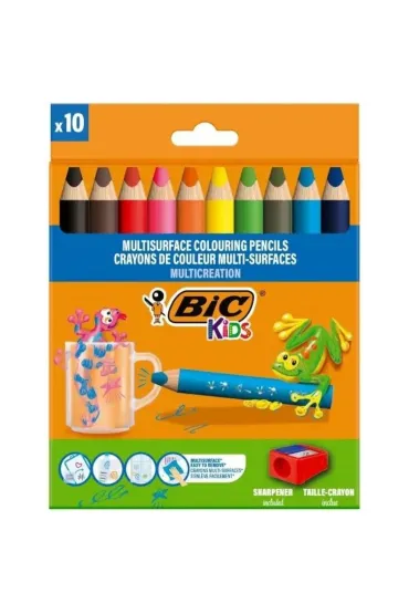 Bic Kredki o��wkowe Kids Multisurface + temper�wka 10 szt.