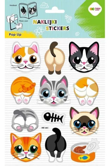 Happy Color Naklejki 3D POP UP - Cat Face&Tail, 146X240 mm
