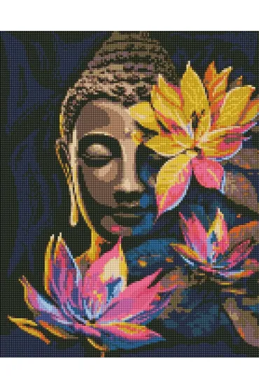 Ideyka Diamentowa mozaika - Budda z lotosami 40x50cm
