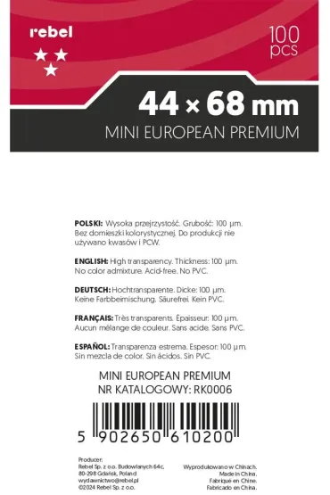 Koszulki na karty Rebel Mini European Premium 44 x 68 mm 100 szt.