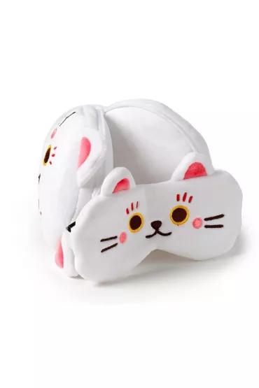Puckator Pluszowa poduszka podr�na z opask� na oczy "Relaxeazzz" - Lucky Cat