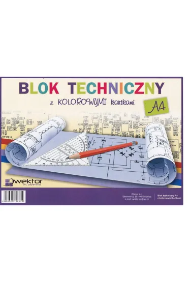 Wektor Blok techniczny A4 kolorowy 8 kartek