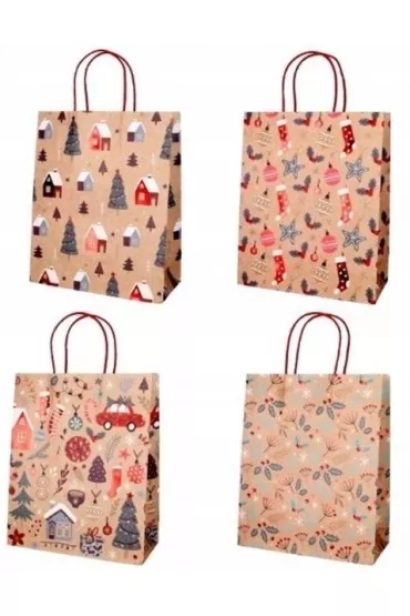 incood. Torba bo�onarodzeniowa 21x25cm Kraft Domki ga��zki