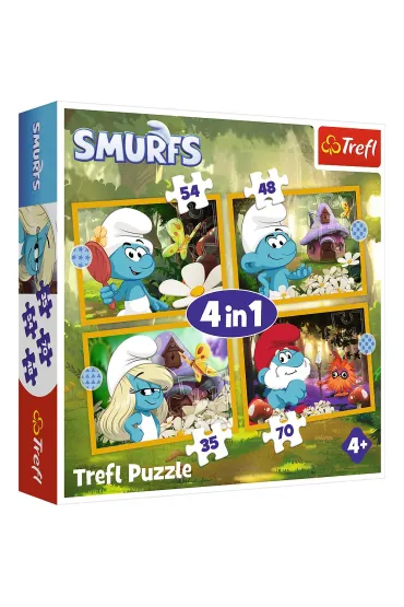 Puzzle 4w1 - �ycie w Wiosce Smerf�w (35+48+54+70 el.) Trefl