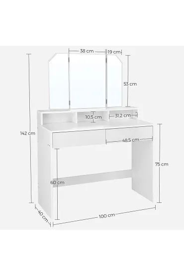 Songmics Toaletka z tr�jdzielnym lustrem 100 cm