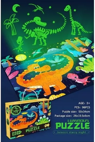 Puzzle 96 el. �wiec�ce w ciemno�ci - Dinozaury Adar