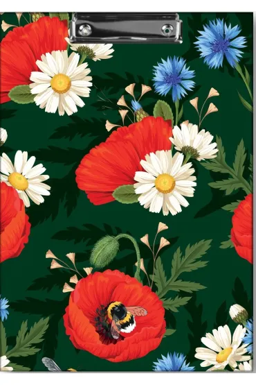 Penmate Deska z klipem a4 t0127 kwiaty polskie maki w zieleni folia mat nierysuj�ca