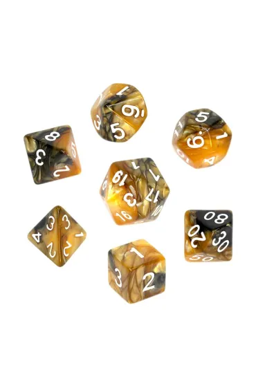 Komplet ko�ci RPG - Dwukolorowe - Czarno-z�ote Rebel