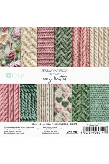 dpCraft Zestaw papier�w cozy knitted 15,2 x 15,2 cm 24 ark.