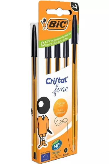 Bic D�ugopis Cristal Original Fine czarny 4 szt