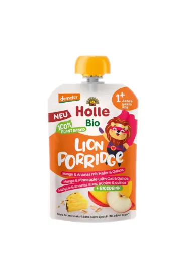 Holle Mus owsiankowy Lew (jab�ko - ry� - mango - ananas - quinoa) od 1 roku Demeter 110 g Bio