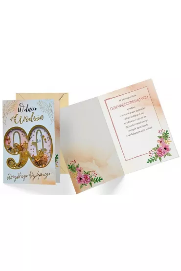 Kukartka Karnet B6 konfetti KNF-044 Urodziny 90