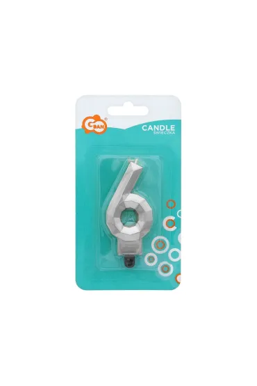 Godan �wieczka Cyfra 6 - Diament metalik 7.6cm