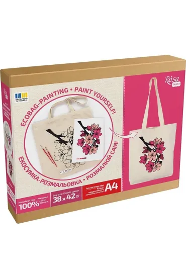 Torba do malowania Flowers 38x42cm Rosa