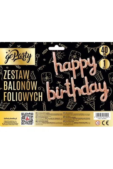 GoParty Zestaw balon�w foliowych Happy Birthday rose gold