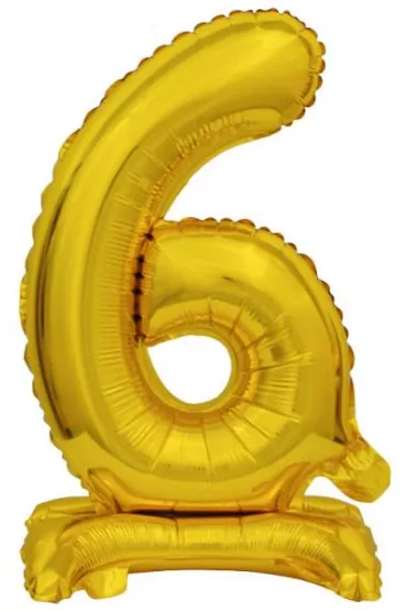 Amscan Balon foliowy mini cyfra 6 ze stopk� z�ota 22x40cm