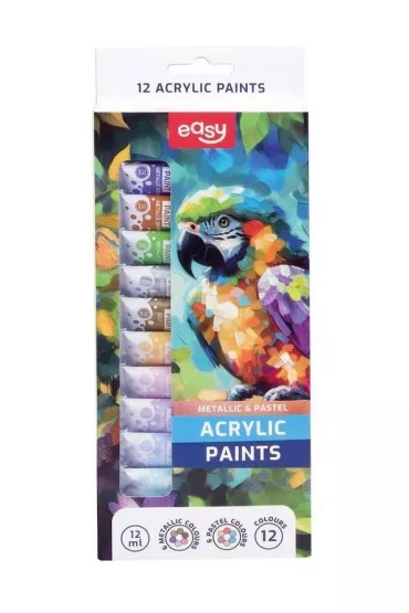 Easy Stationery Farby akrylowe 12 kolor�w EASY 144 ml