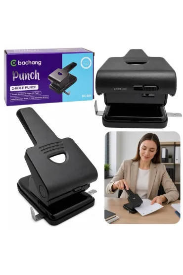 LeanToys Dziurkacz r�czny podw�jny metalowy czarny