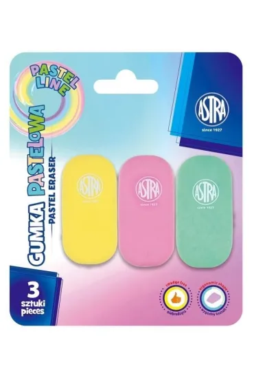 Gumka owalna Pastel Line ASTRA 3 szt.