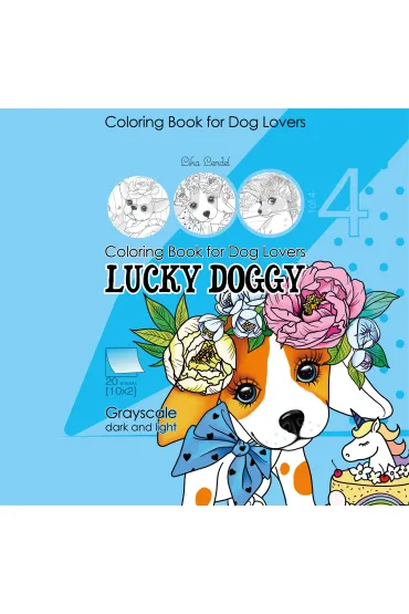 Kolorowanka antystresowa 200x200 20 kartek usztywniana 2D brokat Lucky Doggy 4