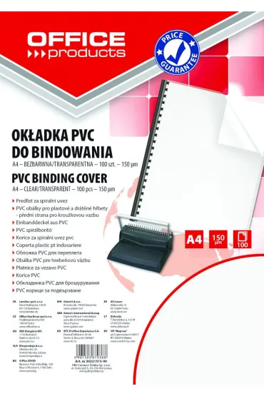 Ok�adki do bindowania A4 Office Products transparentne 100 szt.