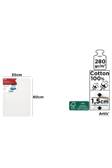 Artix Podobrazie 30x60x1,5cm 280G/m2
