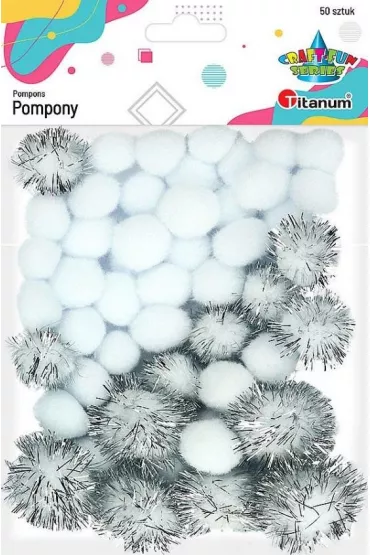 Titanum Pompony poliestrowe i brokatowe 50 szt.