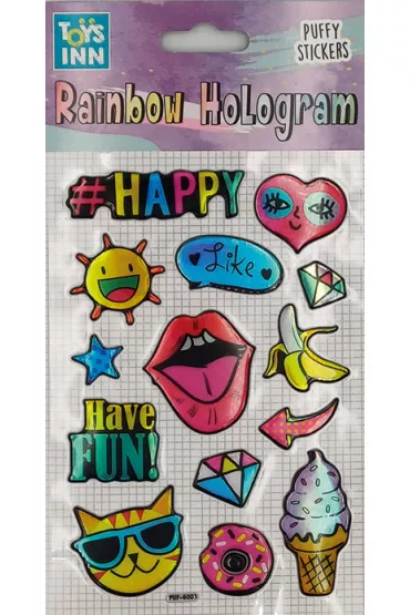Stnux Naklejki rainbow hologram - Happy