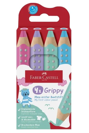 Kredki Grippy pastelowe 4kol FABER CASTELL