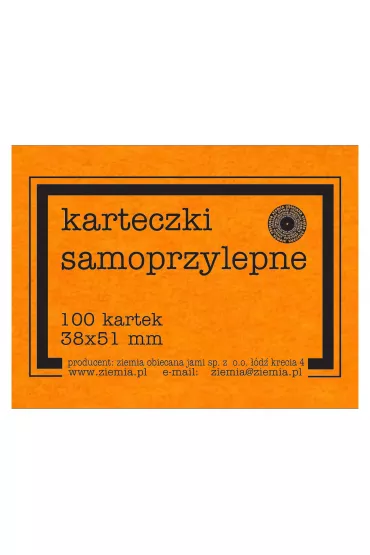 Ziemia Obiecana Karteczki samoprzylepne fluo pomara�czowe 38x51 mm, 100 arkuszy