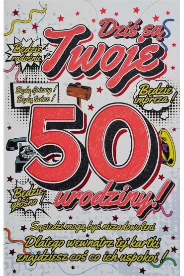 Yeku Karnet Urodzinowy z zawieszk� 50