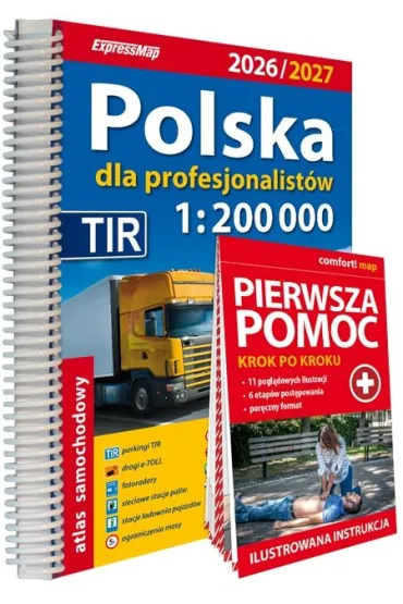 Polska Atlas Samochodowy dla Profesjonalist�w. 1:200 000 + Pierwsza Pomoc 2025/2026
