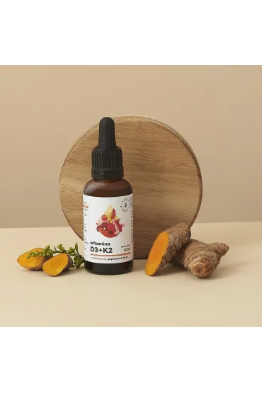 Aura Herbals Witamina D3 (2000 IU) + K2mk7 z ekstraktem z kurkumy NovaSOL Suplement diety 30 ml
