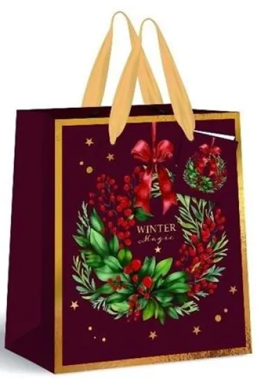 Interdruk Torebka prezentowa du�a bo�onarodzeniowa Burgundy 33x46x13cm