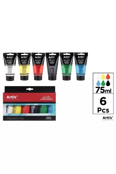 Artix Farba akrylowa 75ml 6 kolor�w 6 x 75 ml