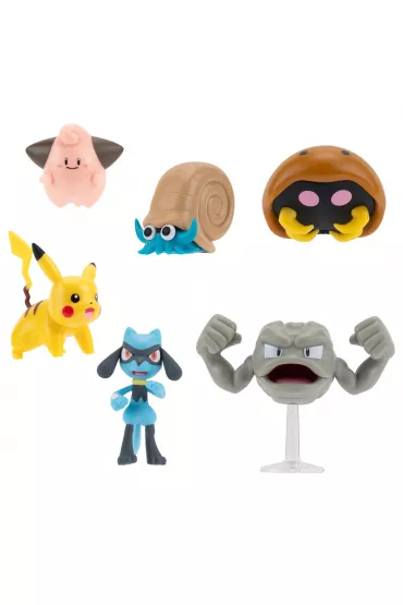 Figurki bitewne Multipack (Pikachu, Cleffa, Riolu, Geodude, Omanyte, Kabuto) Seria 7, figurki