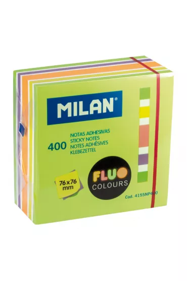 Milan Karteczki samoprzylepne Fluo kostka 76 x 76 mm 400 kartek 400 szt.