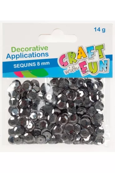 Craft with Fun Cekiny metaliczne popielate 8mm