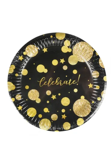 Arpex Talerze papierowe Glam Party czarne 18cm 8 szt.