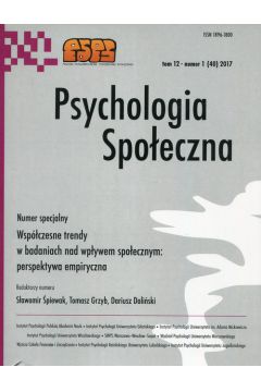 Psychologia Spoeczna tom 12 nr 1 (40) 2017