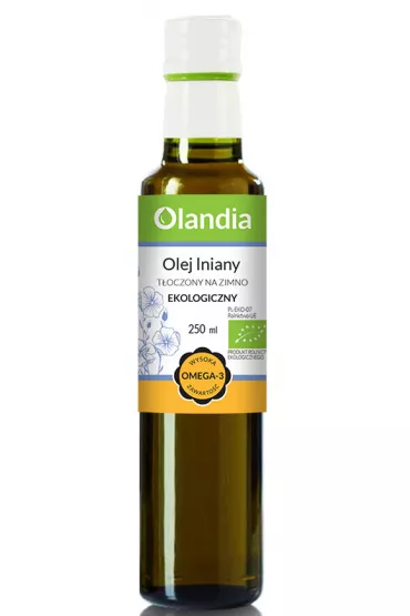 Olandia Olej lniany t�oczony na zimno 250 ml Bio